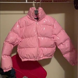 Pink puffer jacket